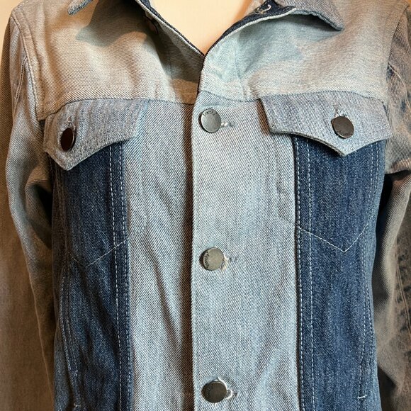 Triarchy/Atelier Denim Colorblock Two Tone Denim Jean Jacket Size M/L - Picture 4 of 11